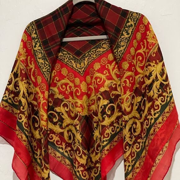 Lilko scarf Lg made in Italy red and gold yellow - Picture 1 of 5